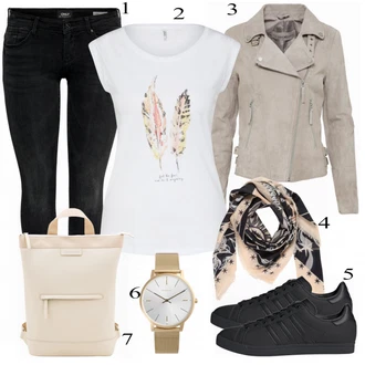 Podzim Outfit s Hnědá/Fialová/Krémová/Bílá/Vícebarevný Kalhoty Manšestrový legíny/Teplé Legíny/Bavlněné Legíny/Pletený Legín/Legíny s Podšívkou Only "Cool pro volný čas"