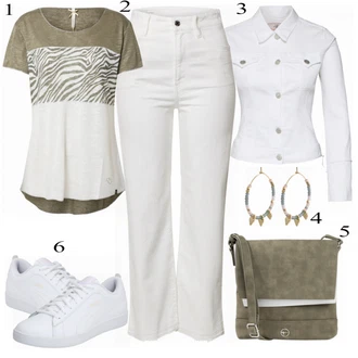 Outfit s Šedá/Bílá Herrlicher "Cool pro volný čas"