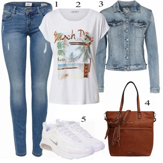 Outfit s Šedá Kabát/Podzimní bunda Vila "Cool pro volný čas"