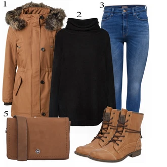 Normální Outfit s Hnědá Kabát/Zimní Parka/Zimní bota Only "Cool pro volný čas"