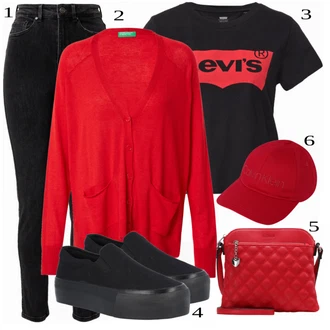 Dlouhé Outfit s Černá Teniska Skate Bota/Nazouvací Teniska About You "Praktický vzhled"