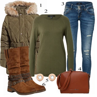 Outfit sa Crvena Tom Tailor Denim "Cool za slobodno vrijeme"