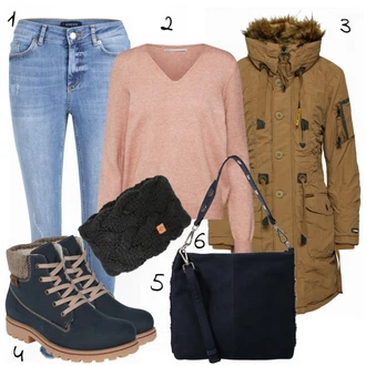 Outfit s Černá/Tmavě šedá Klapka na ucho & čelenka Ohřívač Uší Chillouts "Roztomilý"