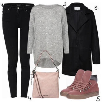 S Třásně Outfit s Černá/Bílá Kožená bunda/Kožené Boty/Zimní bunda/Slim Fit Džíny/Džíny s Nízkým Sedem/Push up Džín/Motorkářské Džíny/Termální Džíny Only "Roztomilý"