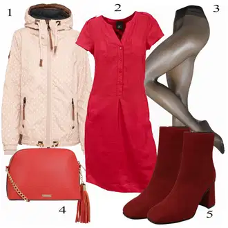 Outfity na zimu s Růžová/Tmavě červená Košilové šaty/Halenkové Šaty/Ležérní Šaty/Šaty s Kapsou/Bavlněné Šaty/Manšestrové Šaty/Pouzdrové Šaty Heine "Upravený styl"
