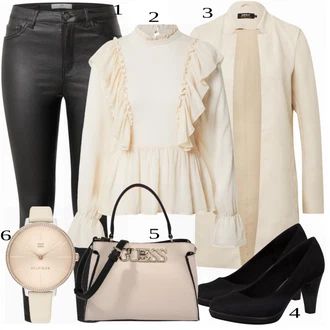 outfit mit Roza/Bež/Modra/Siva Srajca Vila "Elegantna pomladna oblačila"