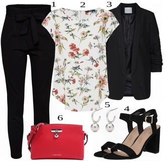 Outfit s Černá Střmenová Kalhoty/Paperbag Kalhoty/Kalhoty s Vysokým Pasem/Pletený Legín VERO MODA "Elegantní Vzhled"