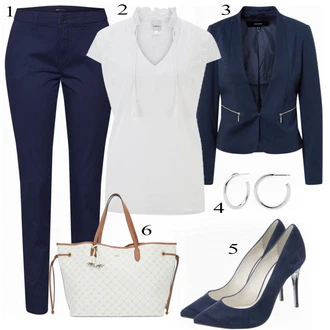 Outfit s Modrá Bota Na Podpatku Buffalo "Elegantní Business Outfit"