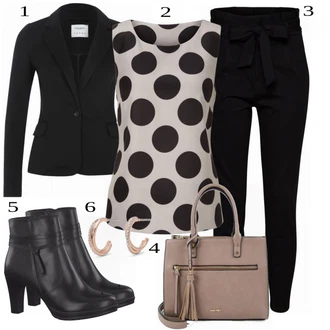 Outfit s Černá Střmenová Kalhoty/Paperbag Kalhoty/Kalhoty s Vysokým Pasem/Pletený Legín VERO MODA "Elegantní Business Outfit"