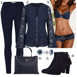 Outfit s Modrá/Oranžová/Tmavě modrá Pánské boty ve velikosti 11/Podprsenka s výstřihem push-up/Podprsenka Bez Kostic/Prsatější střih podprsenky/Podprsenka Balconette/Podprsenka s kosticemi/Push-Up Podprsenka/Zmenšující Podprsenek MARIE CLAIRE "Elegantní Business Outfit"