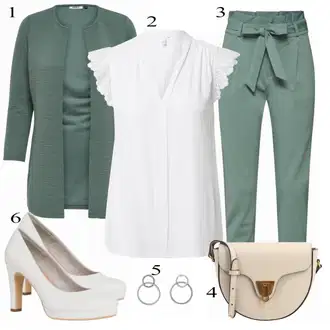 Outfit s Tyrkysový/Zelená/Khaki Pletenina veľkej veľkosti/Tunika/Kabát/Kalhoty Veľké Veľkosti Only "Elegantní Podzimní Outfit"