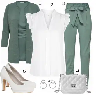 Outfit s Tyrkysový/Zelená/Khaki Pletenina veľkej veľkosti/Tunika/Kabát/Kalhoty Veľké Veľkosti Only "Elegantní Podzimní Outfit"