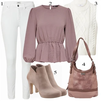 Outfit s Fialová Halenkové Body/Halenkový Top/Halenka s Nafouknutým Rukávem/Peplum blůza Only "Business vzhled"