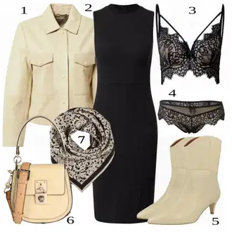 Outfit sa Bež/Siva Kožna Jakna "Tvoj otmjeni outfit"