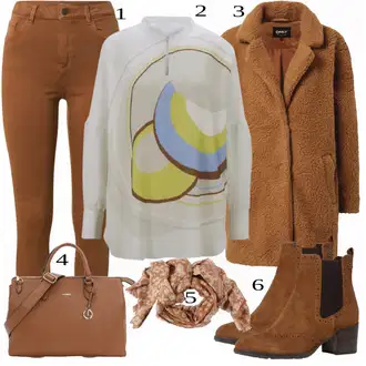 Outfit s Hnědá/Béžová/Khaki Kabát Bouclé/Teddy Kabát/Kožich Kabát/Lodenový kabát Only "Elegantní vzhled"
