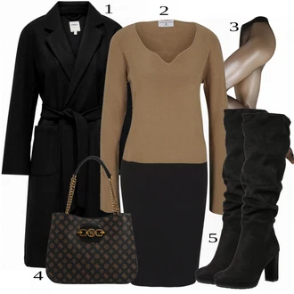 Outfit s Hnědá Punčocháče "Elegantní vzhled"