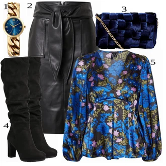 Outfit s Černá Kozačka Na Podpatku/Dlouhá Kozačka/Kozačka nad Kolena/Bota se širokým nohavici/Špičatá Kozačka/Kozačka po Kolena About You "Elegantní vzhled"