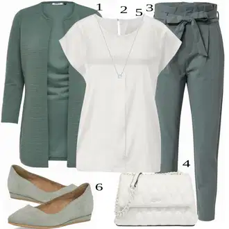 Outfit s Tyrkysový/Zelená/Khaki Pletenina veľkej veľkosti/Tunika/Kabát/Kalhoty Veľké Veľkosti Only "Elegantní Outfit"