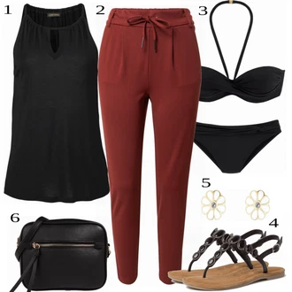 Outfit s Černá Plavky Spodní díl bikin/Bikinový kraťas/Bikiny hotpant/Bikiny - Spodní Díl/Tankiny bandeau/Formující tankini/Tvarující Plavky/Plavecký šortky/Bikiny kalhotky/Dlouhé Plavky Lascana "Outfit na léto"