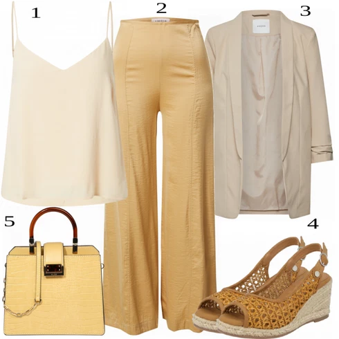 Kombinace Satén Žlutá/Khaki/Oranžová/Hnědá Rozšířená Kalhoty/Palazzo Kalhoty/Slinky Kalhoty/Široká Kalhoty/Kalhoty se Štěrbinou Edited