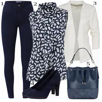 Šik Outfit s Tmavě modrá Džíny Kožená bunda/Zimní bunda/Kotníková Bota/Termální Džíny/Dámské Džíny s Délkou 7/8/High Waist Džínové Kalhoty/Push up Džín/Kožené Boty Only "Vkusný business outfit"Look: Styl, Šik, Elegantní, Cool, Disko, Francouzské, Krásný, Old Money, Bezešvé