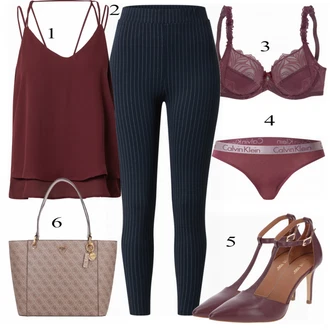 Pruhovaný Outfit s Tmavě Modrá/Modrá Kalhoty Legíny s Vysokým Pasem/Pletený Legín/Termo Kalhoty/Tregíny/Legíny s Podšívkou/Manšestrový legíny Edited "Elegantní vzhled"