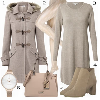 Outfit s Béžová/Zelená Kozačka MARCO TOZZI "Elegantní Zimní Outfit"