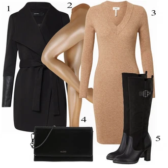 Outfity pro práci s Hnědá Punčocháče Falke "Elegantní Zimní Outfit"