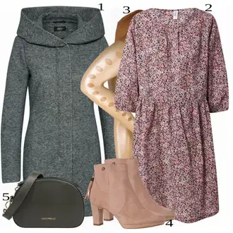 Outfit s Šedá/Tmavě šedá/Tmavě modrá/Tmavě zelená Zimní Kabát Vlněný kabát/Vlněný Fleecový Kabát/Lodenový kabát/Kabát s Kapucí/Pletený Fleecový Kabát Only "Elegantní Zimní Outfit"