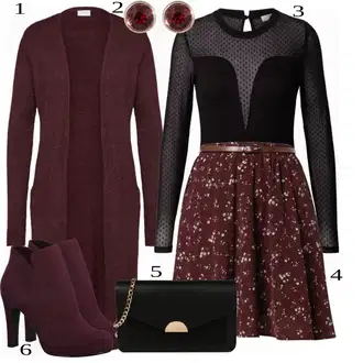 Outfity na zimu Áčkového Střihu s Červená/Fialová/Hnědá/Vínová/Tmavě červená About You "Elegantní Zimní Outfit"Look: Áčkového Střihu