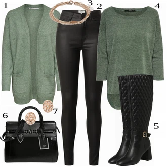 Outfit s Černá Kozačka river island "Elegantní Zimní Outfit"