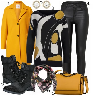 Lehké Outfit s Černá Kozačka Šněrovací Kotníková Bota/Motorkářská Bota/Bojová Bota/Motorkářská bota Mustang "Elegantní zimní outfit"