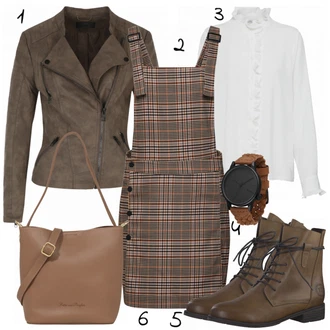 Outfit s Hnědá Šaty s laclem/Flanelové Šaty/Podvazkové šaty/Tvidové šaty "Elizabeta"