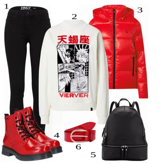 outfit mit Rdeča Škorenj Tom Tailor "Zimska outfit"