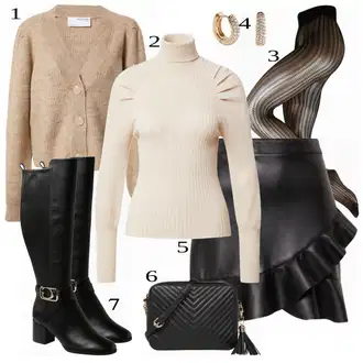 Outfit sa Crna Obuća Čizmica Guess "Izgled za zimu"