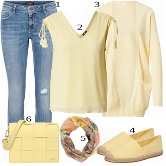 Výstřih na ramena Outfit s Žlutá Halenek Top/Ležérní Top/Top Na Party/Košilový Top/Pánské boty/Top Se Špagetovými Ramínky/Zavinovací Tričko/Halenka Bez Rukávů/Krátký Top/Jednoduchý Top VERO MODA "Lehký outfit"