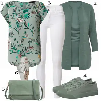 Outfit s Tyrkysový/Zelená/Khaki Pletenina veľkej veľkosti/Tunika/Kabát/Kalhoty Veľké Veľkosti Only "Perfektní pro volný čas"