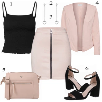 Vysoké Podpatky Outfit s Černá/Béžová Sandál Na Podpatku/Přezková bota/Podpatek na klínku/Platform Sandal/Sandály na hřídeli/Semiortopedická bota About You "Módní"