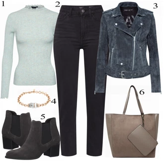 Outfit s Modrá Kozačka Tamaris "Freaky Nation Bunda"