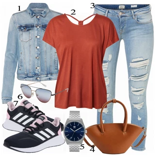 Outfit s Šedá Kabát/Podzimní bunda Vila "Ležérní oblečení"