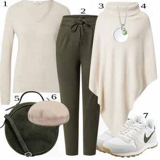 Outfit s Šedá Pončo Only "Praktický vzhled"