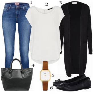 Outfit s Bílá/Krémová/Šedá Halenka a Tunika Tunika/Tričko & Top Móda Pro Plnoštíhlé/Halenka Móda Pro Plnoštíhlou Only "Ležérní Vzhled"