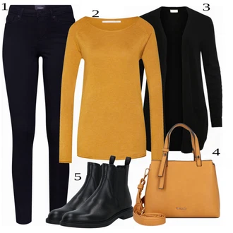 Outfit s Černá Kozačka Chelsea Boty/Plochá Kotníková Bota/Kožená bunda/Kožená kotníková bota Vagabond Shoemakers "Ležérní Vzhled"