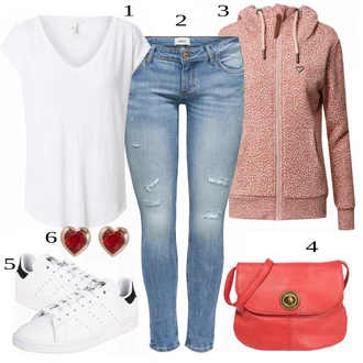 Outfit s Bílá Tričko/Tričko & Top Móda Pro Plnoštíhlé "Ležérní Outfit"