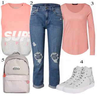 Outfit s Šedá Top Superdry "Ležérní Outfit"