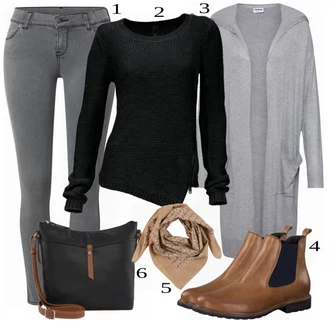 Outfit s Černá Dlouhé Šaty/Dlouhá tylová sukně/Dlouhý Zimní Kabát/Doplňek/Taška Tom Tailor "Ležérní Outfit"
