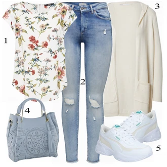 Outfit s Šedá Pletený Oděv Kardigan only petite "Ležérní Outfit"