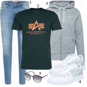 outfit mit Črna Srajca Alpha Industries "Priložnostna oblačila"