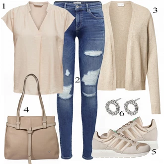 Outfit s Modrá Dlouhá tylová sukně/Džíny/Zvonová Kalhoty/Kožená bunda/Dlouhé Kardigany/Dlouhý Zimní Kabát Only "Ležérní Outfit"