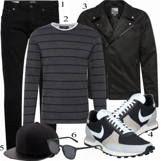 outfit mit Modra Usnjena Jakna "Priložnostna oblačila"